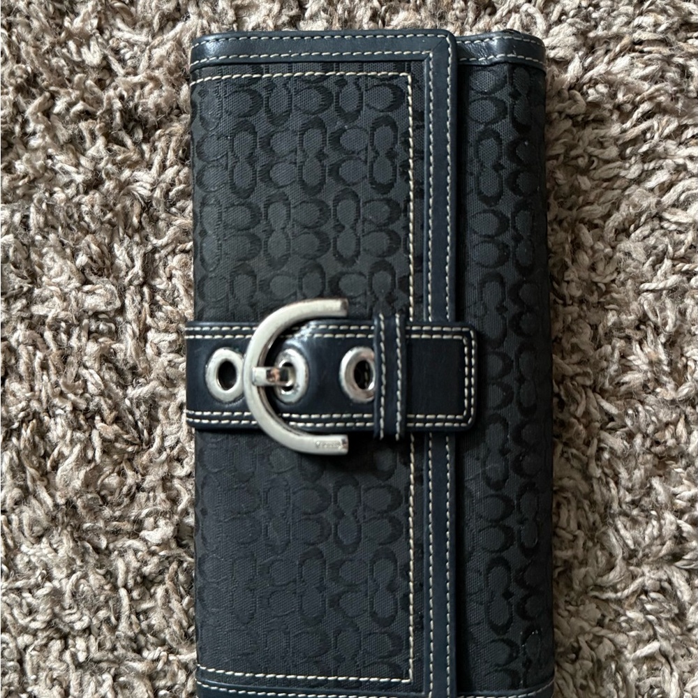 Black Patterned Wallet with Buckle - image 1